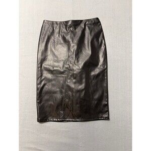 89th & Madison Pencil Skirt Synthetic leather- Elastic Waist - Size SP- Black